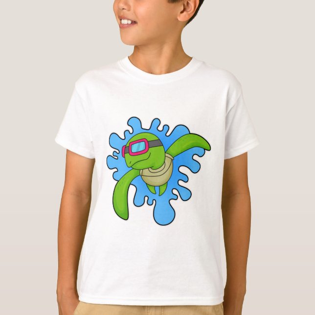 Schildkröte Schwimmen Schwimmbrille T-Shirt (Vorderseite)