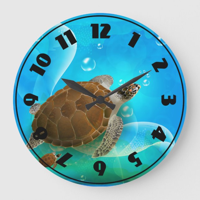 Schildkröte-Schwimmen-Uhr Große Wanduhr (Vorderseite)