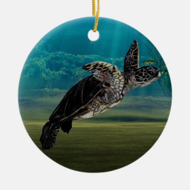 Schildkröte-Seeverzierung Keramik Ornament (Vorne)