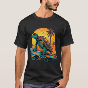 Schildkröte Skateboarding Laughing Beach Cool Turt T-Shirt
