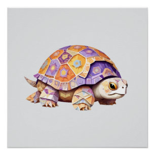 Schildkröte spielerisch Adorable Fun Tier farbenfr Poster