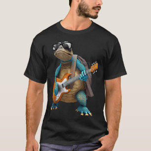 Schildkröte spielt elektrische Gitarre  Tier Schil T-Shirt
