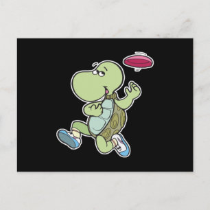 Schildkröte spielt Frisbee Postkarte