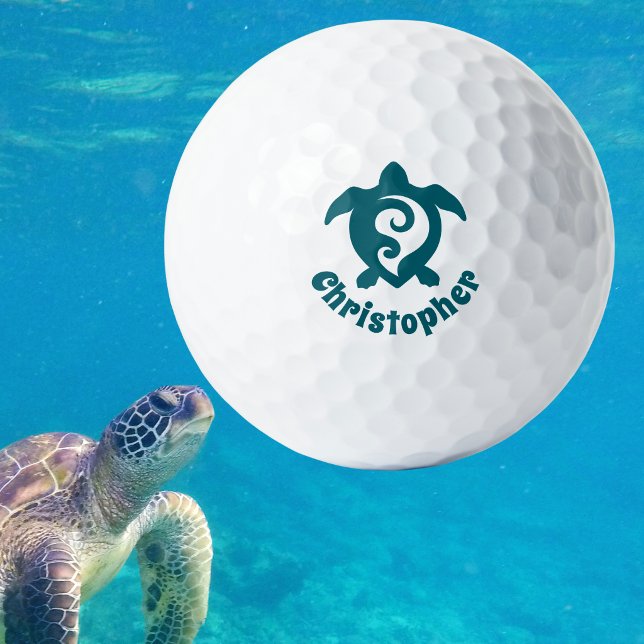 Schildkröte Stamm Maori-Stil Monogramm Name Golfball (Von Creator hochgeladen)