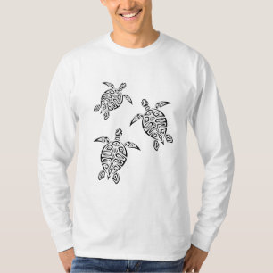 Schildkröte-Stammes- Tätowierungs-Schwarz-Tier T-Shirt
