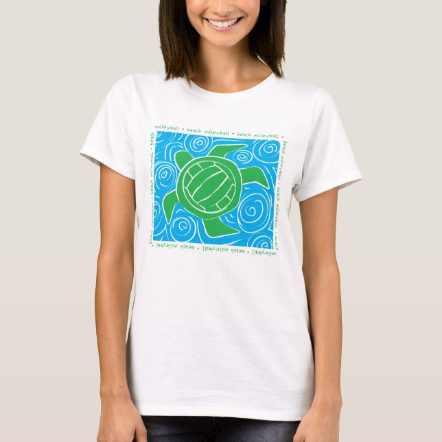 Schildkröte-Strand-Volleyball T-Shirt (Vorderseite)