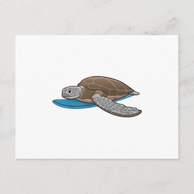 Schildkröte Surfer Surfbrett Postkarte (Vorderseite)