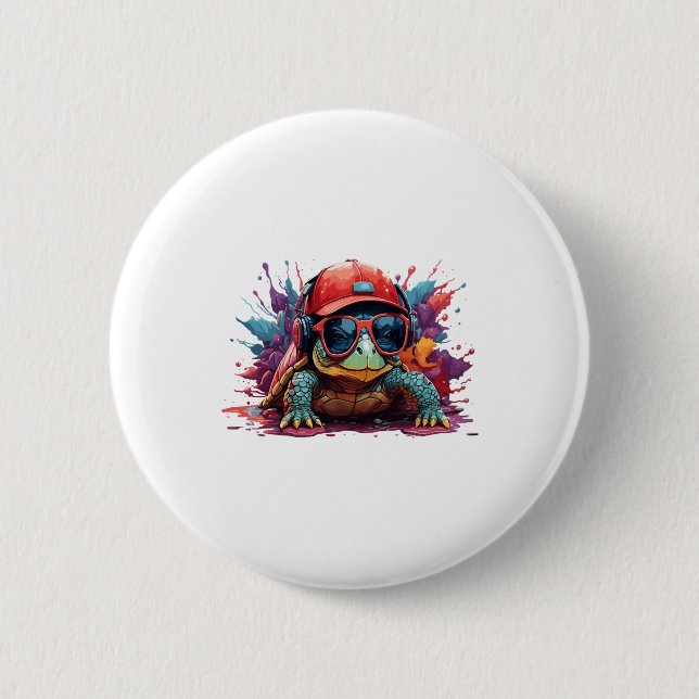 Schildkröte Tier Kunst Ich cool süße Schildkröte Button (Vorderseite)