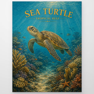 Schildkröte Tropisches Riff Aquarell GeoSaga Postkarte