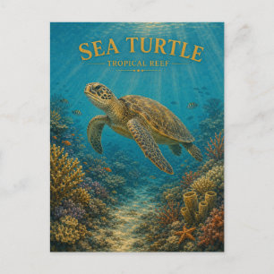 Schildkröte Tropisches Riff Aquarell GeoSaga Postkarte
