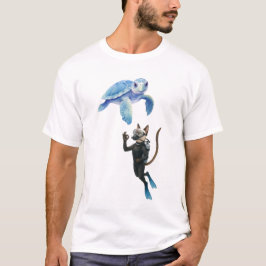 Schildkröte und Katze Taucher T-Shirt