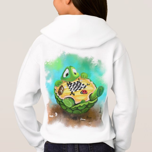 Schildkröte und Ladybug Schach spielen - Zeichnend Hoodie (Rückseite)