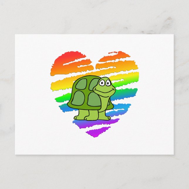 Schildkröte und Regenbogenherz Postkarte (Vorderseite)