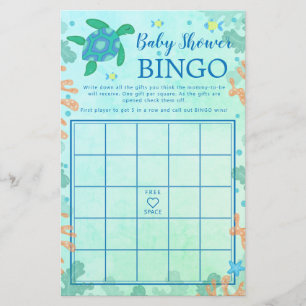 Schildkröte unter dem Sea Baby Shower Bingo Game