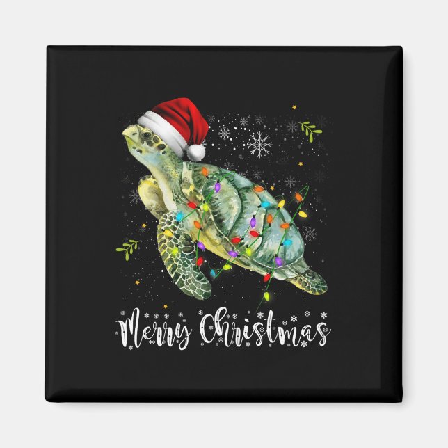 Schildkröte Weihnachtsmannmütze Frohe Weihnachtsbe Magnet (Vorne)