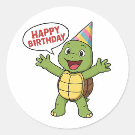 Schildkröte wünscht dir alles Gute zum Geburtstag Runder Aufkleber