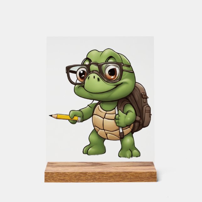 Schildkröte zurück zur Schule Acrylschild (Vorderseite)