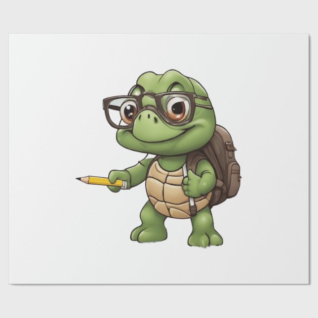 Schildkröte zurück zur Schule Geschenkpapier (Flach)