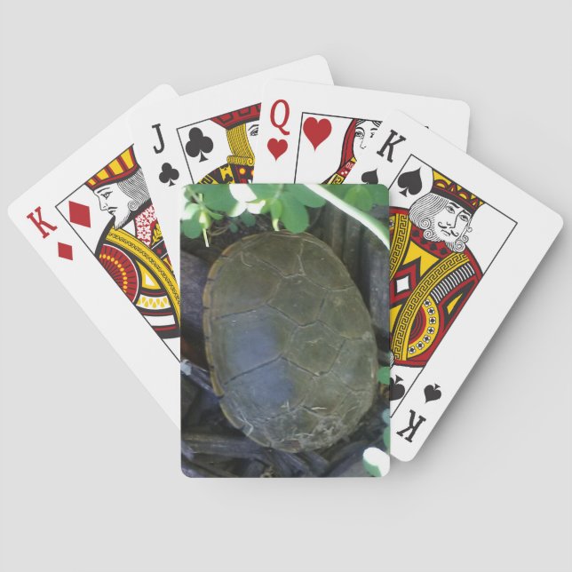 Schildkröte zwischen Grünpflanzen Spielkarten (Rückseite)