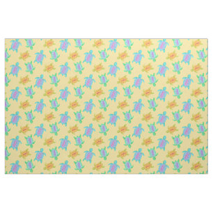 Schildkröten auf dem Sand-Aquarell-Kunstmuster Stoff