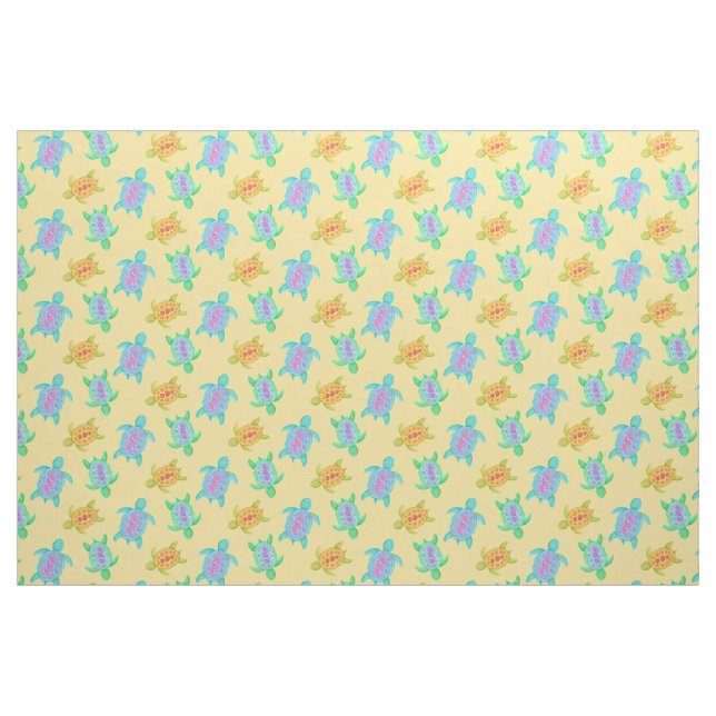 Schildkröten auf dem sandfarbenen Kunstmuster Stoff (Fat Quarter (45,7 x 55,9 cm))
