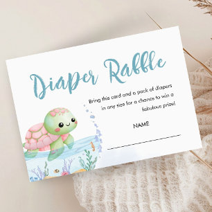 Schildkröten-Baby-Party-Windel-Raffle Begleitkarte