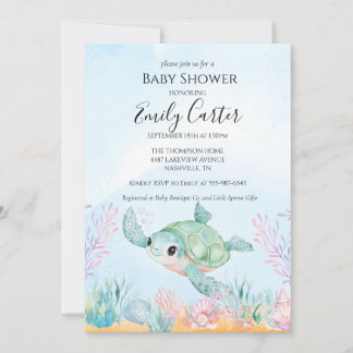 Schildkröten-Baby-Shower-Einladung - Rosa Einladung