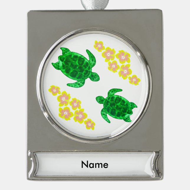 Schildkröten Banner-Ornament Silber (Vorderseite)