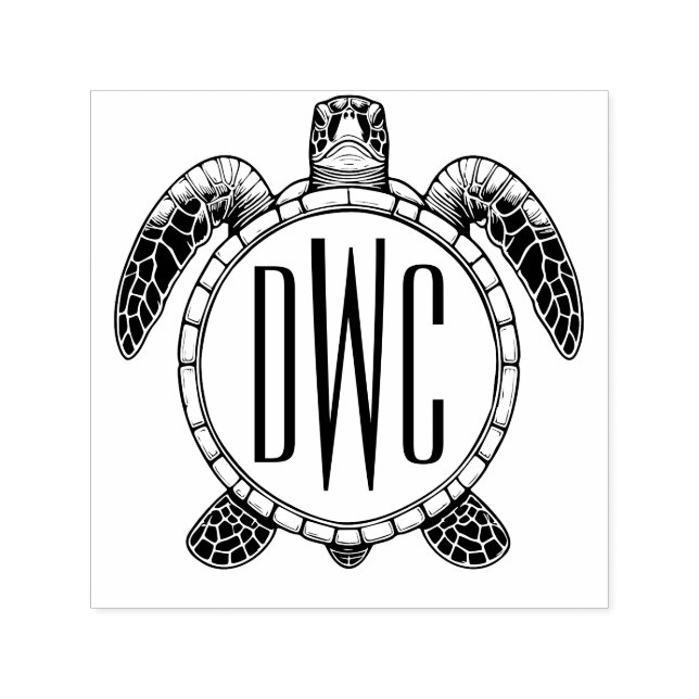 Schildkröten-Bauchansicht 3 Initialen Monogramm #2 Permastempel (Design)