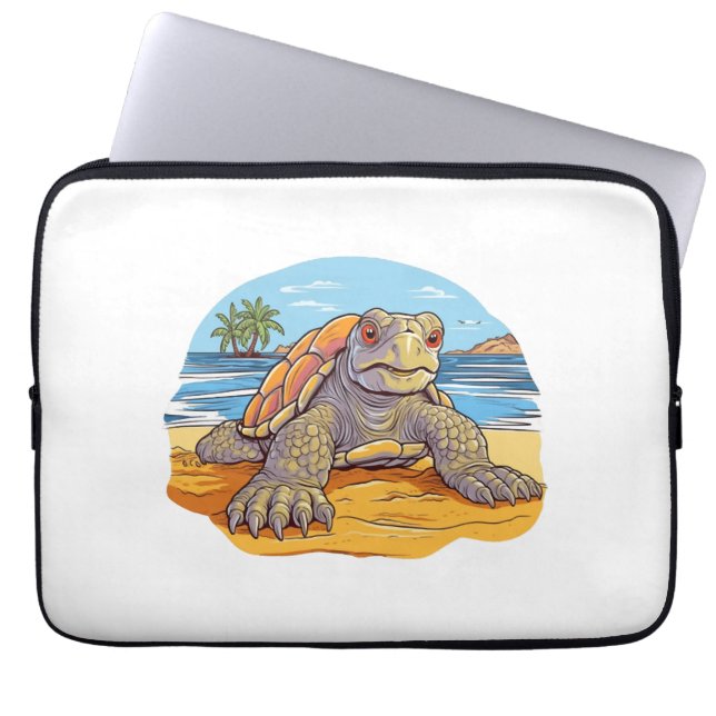 Schildkröten-Carton-Strand Laptopschutzhülle (Vorderseite)
