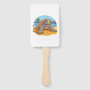 Schildkröten-Cartoon-Strand Fächer
