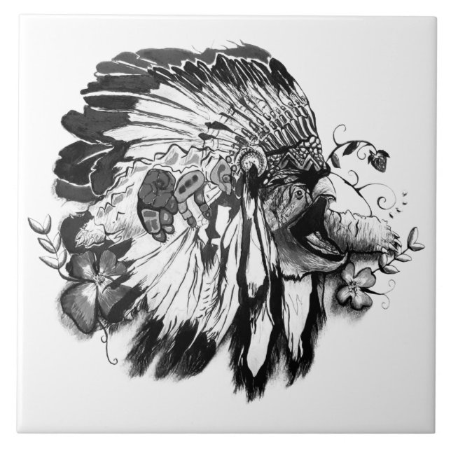 Schildkröten-Clan – Native American Fine Schwarz u Fliese (Vorderseite)