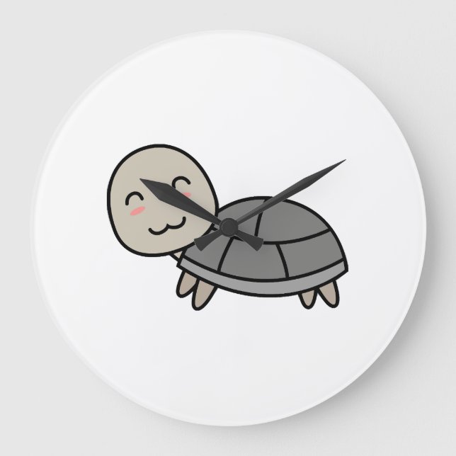 Schildkröten-Comic-Tier Große Wanduhr (Vorderseite)