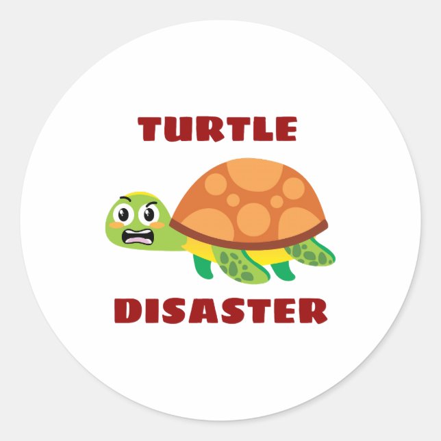 Schildkröten-Desaster-Schildkröten-Wortspiel Runder Aufkleber (Vorderseite)