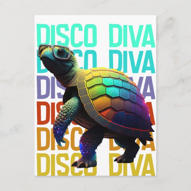 Schildkröten-Disco-Diva Postkarte (Vorderseite)