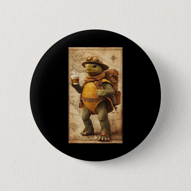 Schildkröten Explorer Abenteuer Wandern Reisen Nat Button (Vorderseite)