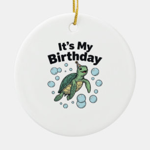 Schildkröten-Geburtstags-Shirt-Design_1 Keramik Ornament