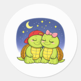 Schildkröten genießen eine friedliche Nacht Runder Aufkleber