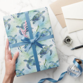 Schildkröten-Geschenkpapier, Wasserfarbe Meeressch Geschenkpapier