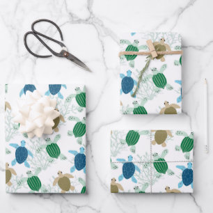 Schildkröten-Geschenkpapier Wasserfarben Geschenkpapier Set