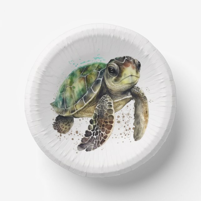 Schildkröten in Aquarellpapier Bowles Pappteller (Vorderseite)