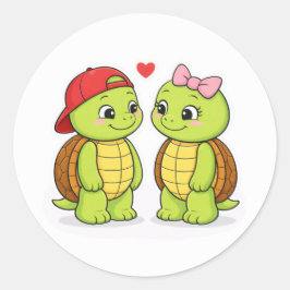 Schildkröten in Liebe Runder Aufkleber