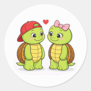 Schildkröten in Liebe Runder Aufkleber