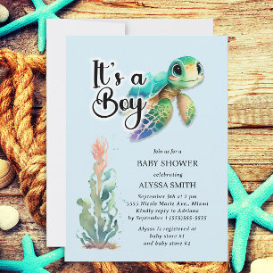 Schildkröten-Junge-Baby-Party Einladung