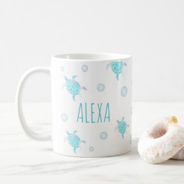Schildkröten-Kinder unter dem Meer Wasserfarbe Pas Kaffeetasse