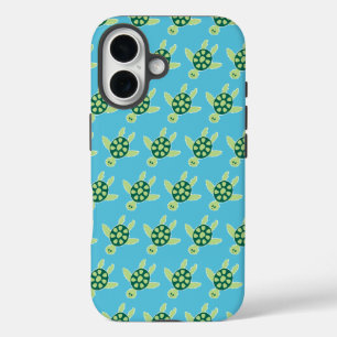 Schildkröten Muster Blau iPhone 16 Hülle