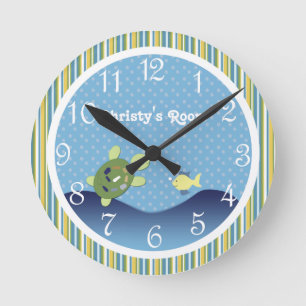 Schildkröten-Ozean-Riff-Kinderzimmer Personalisier Runde Wanduhr
