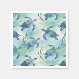 Schildkröten-Papier-Servietten, Wasserfarben-Meere Serviette