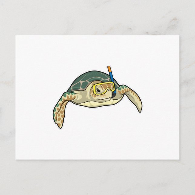 Schildkröten-Taucher-Schnorchel Postkarte (Vorderseite)