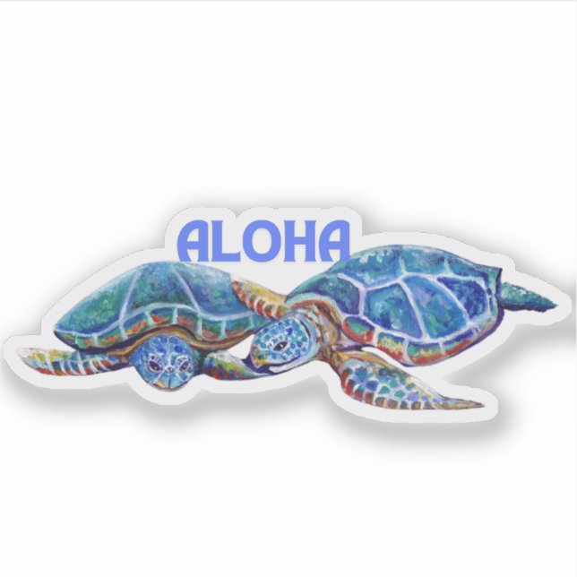Schildkröten umarmt Aloha Hawaiian Sticker (Vorderseite)
